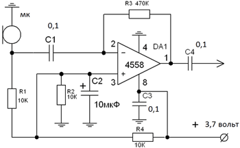Схема МУ на ВА4558