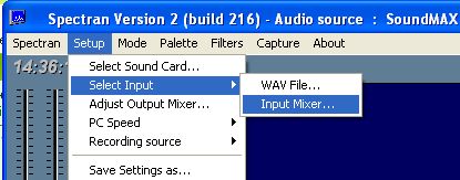 Setup - Select Input - Input Mixer